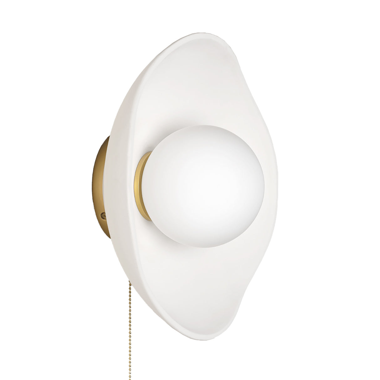 Ulla Wall Sconce, White Ceramic with Brass Accents