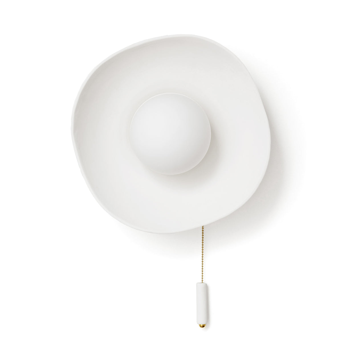 Ulla Wall Sconce, White Ceramic with Brass Accents