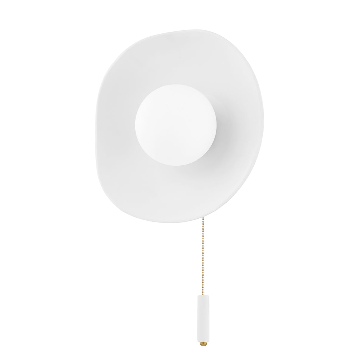 Ulla Wall Sconce, White Ceramic with Brass Accents