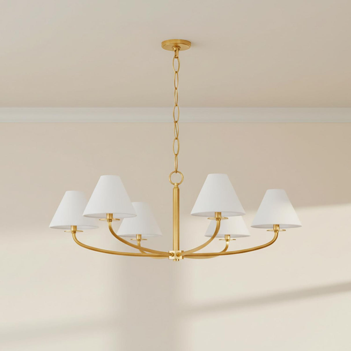 Morgan 6 Light Chandelier 40", Aged Brass