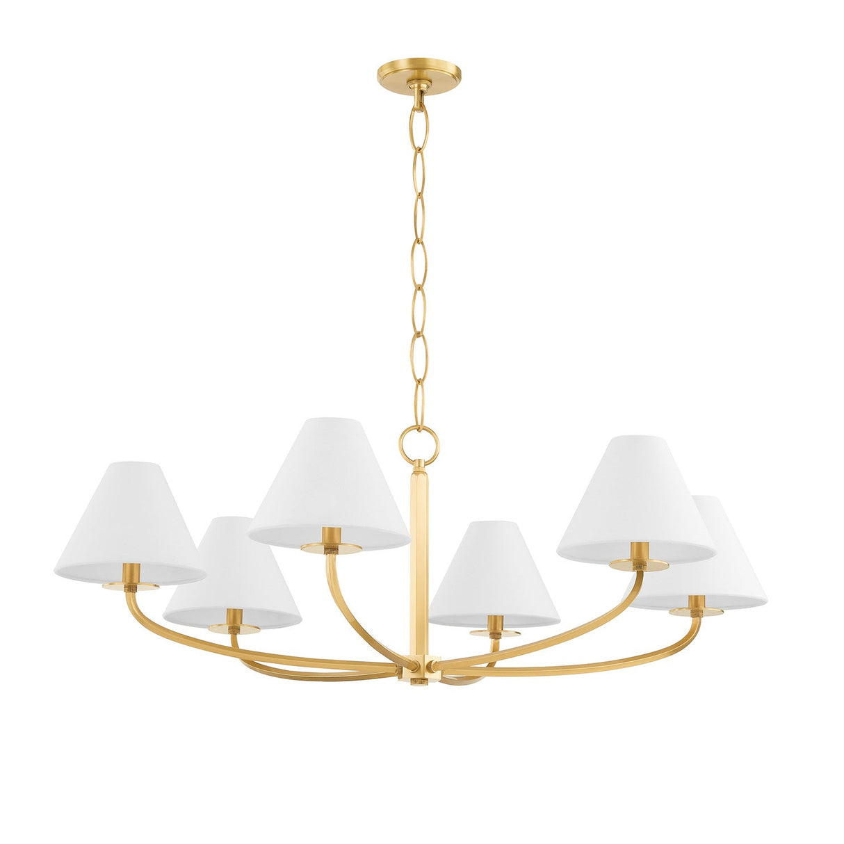 Morgan 6 Light Chandelier 40", Aged Brass