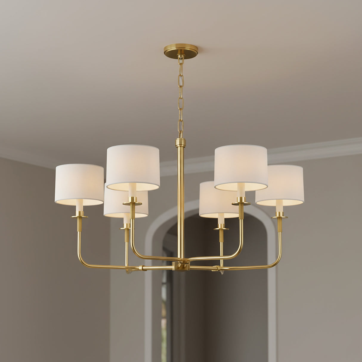 Marlowe 6 Light Chandelier 36" for Transitional home with Warm Beige Walls