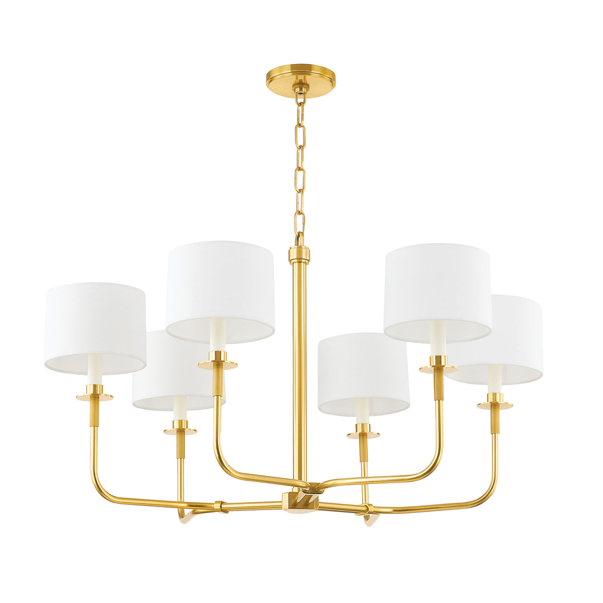 Marlowe 6 Light Chandelier 36", Aged Brass