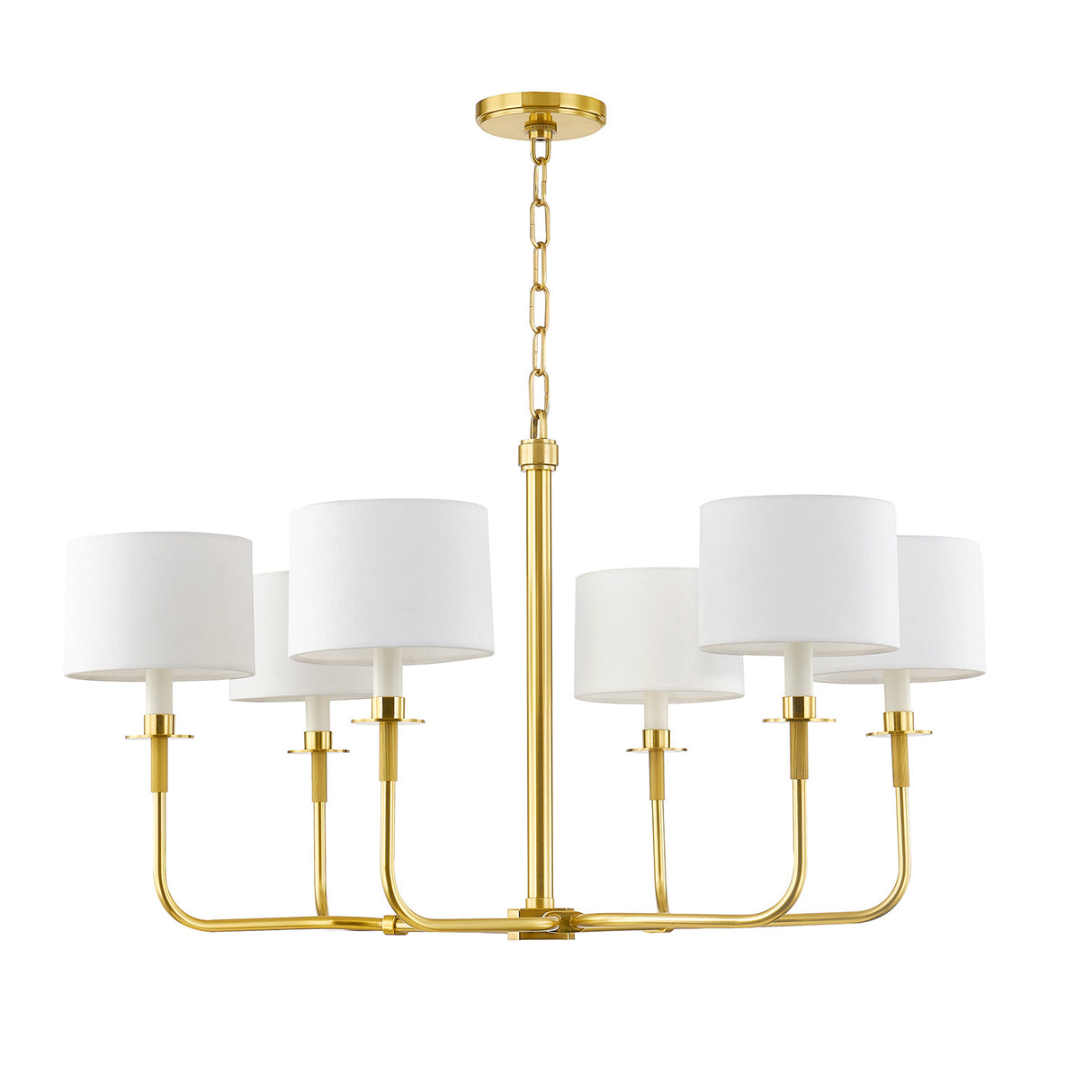Marlowe 6 Light Chandelier 36", Aged Brass
