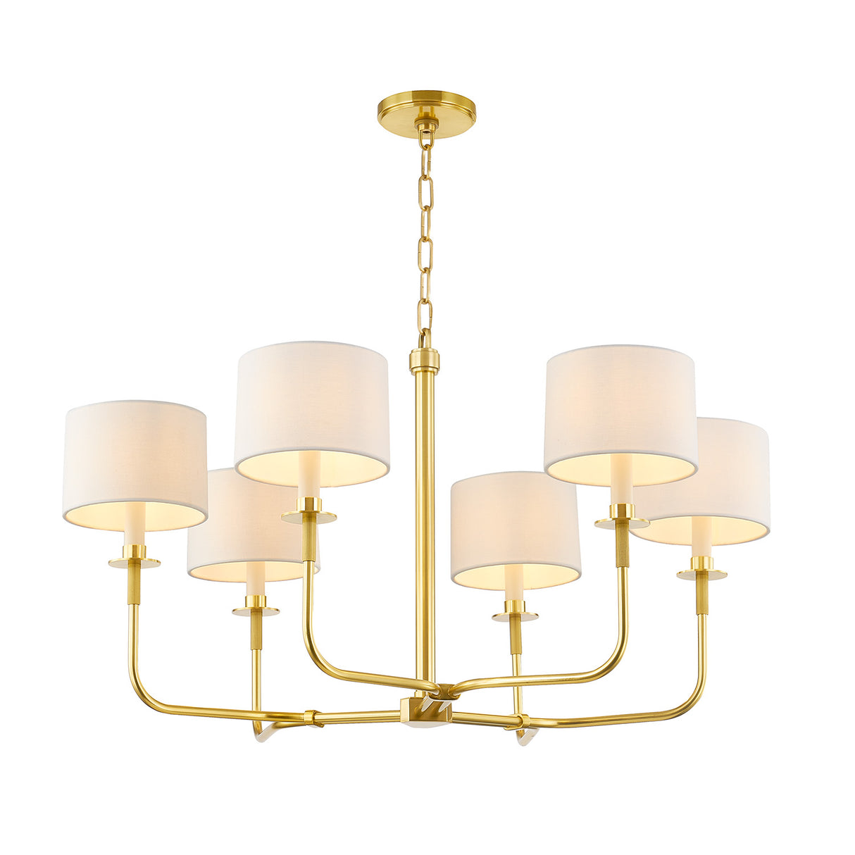 Marlowe 6 Light Chandelier 36", Aged Brass