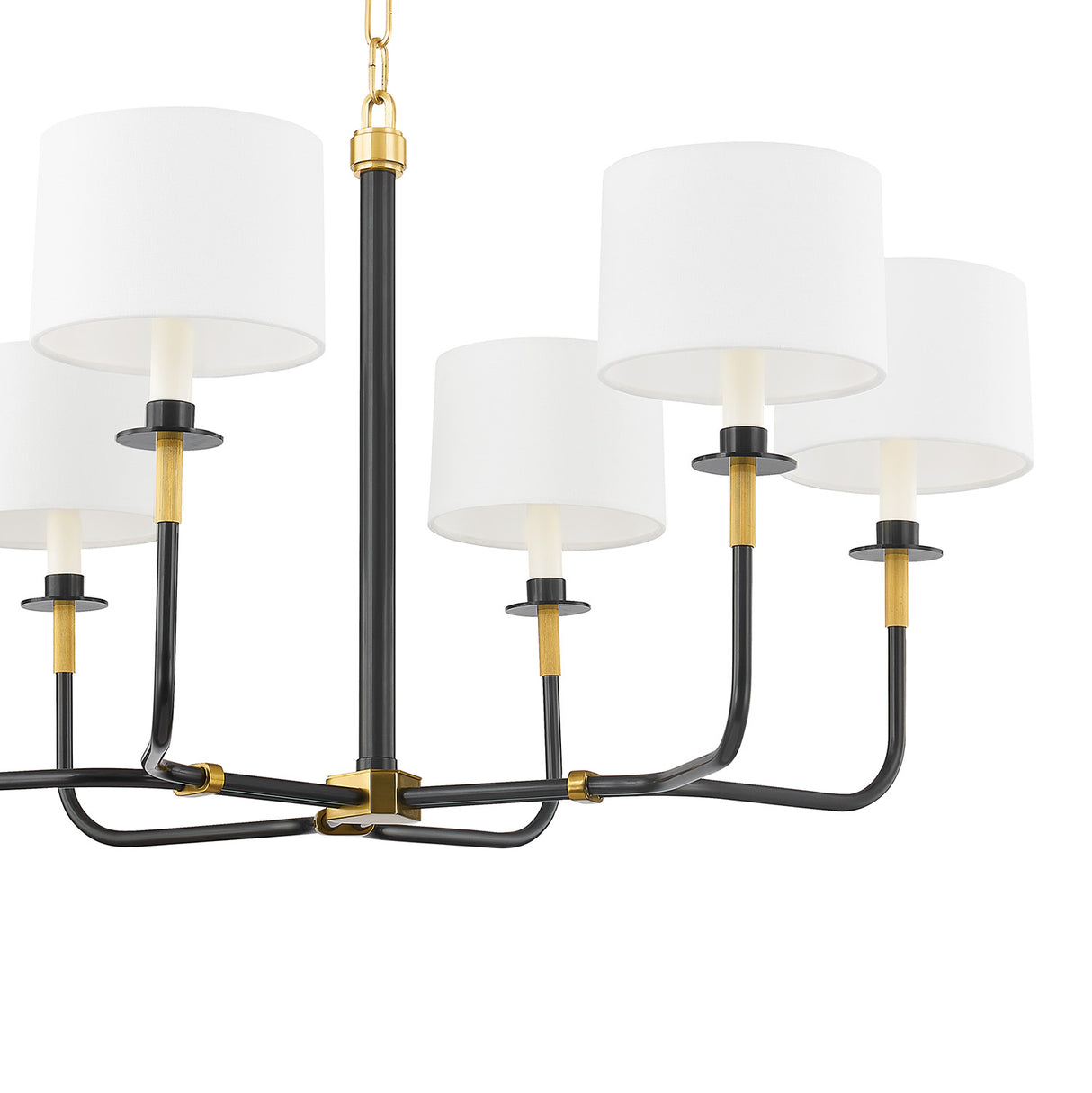 Marlowe 6 Light Chandelier 36", Old Bronze with Brass Accents