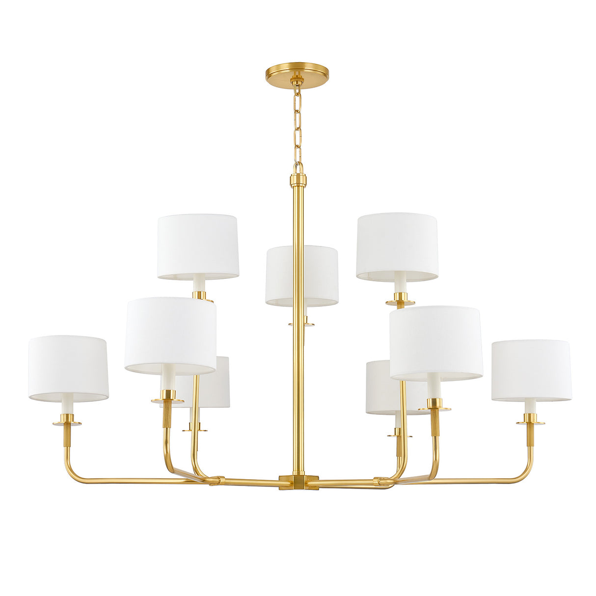 Marlowe 9 Light Chandelier 43", Aged Brass