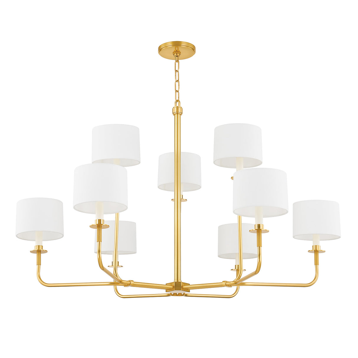 Marlowe 9 Light Chandelier 43", Aged Brass