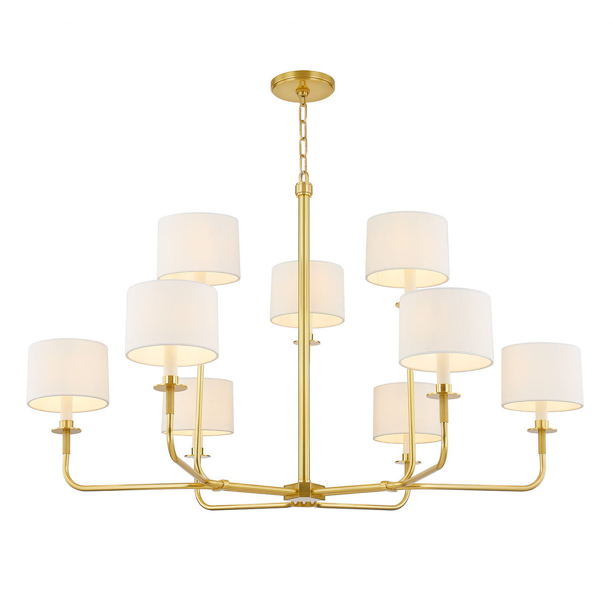 Marlowe 9 Light Chandelier 43", Aged Brass