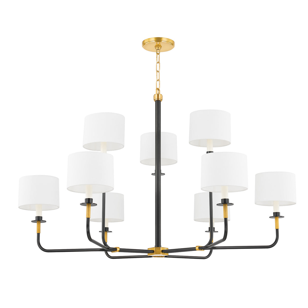 Marlowe 9 Light Chandelier 43", Old Bronze with Brass Accents