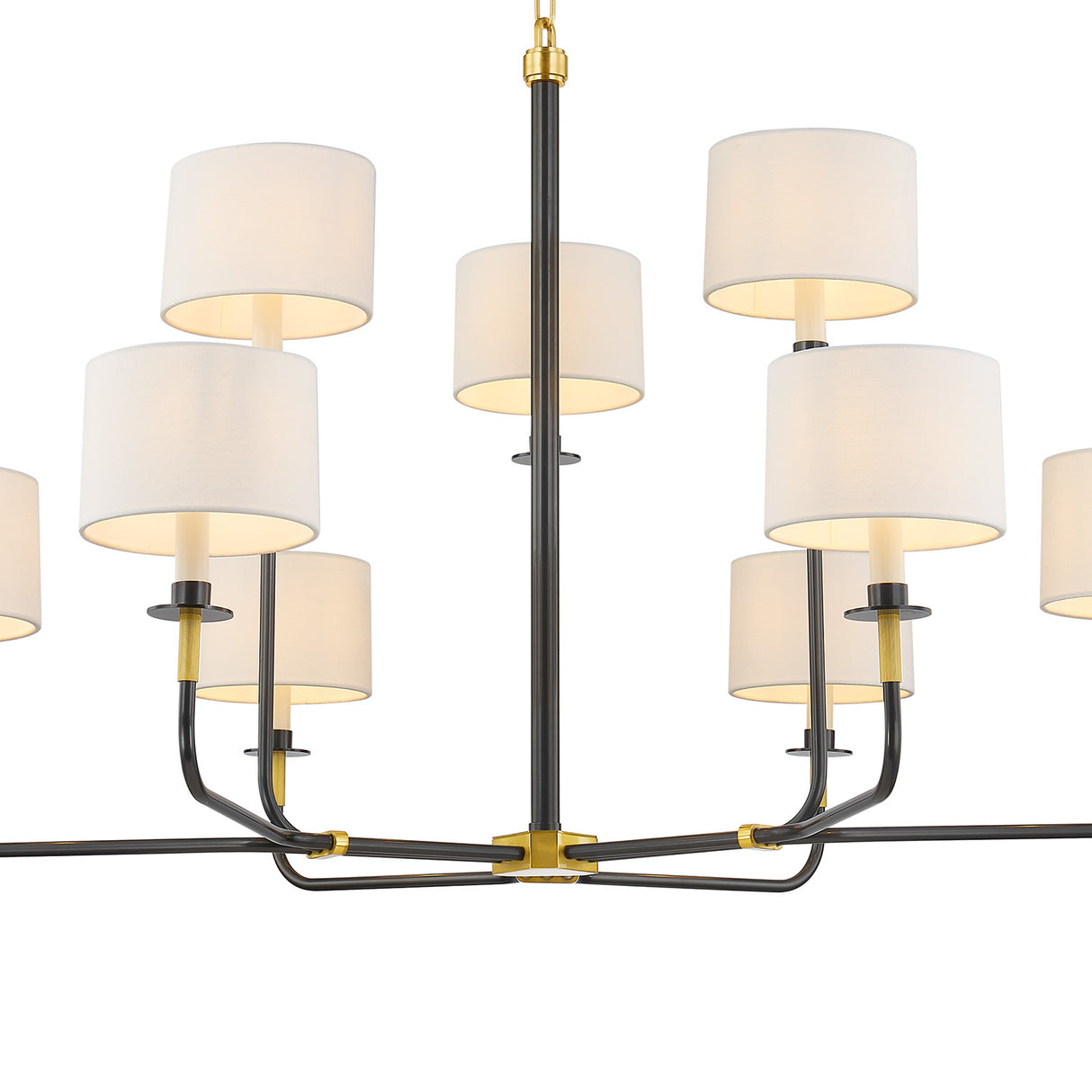 Marlowe 9 Light Chandelier 43", Old Bronze with Brass Accents
