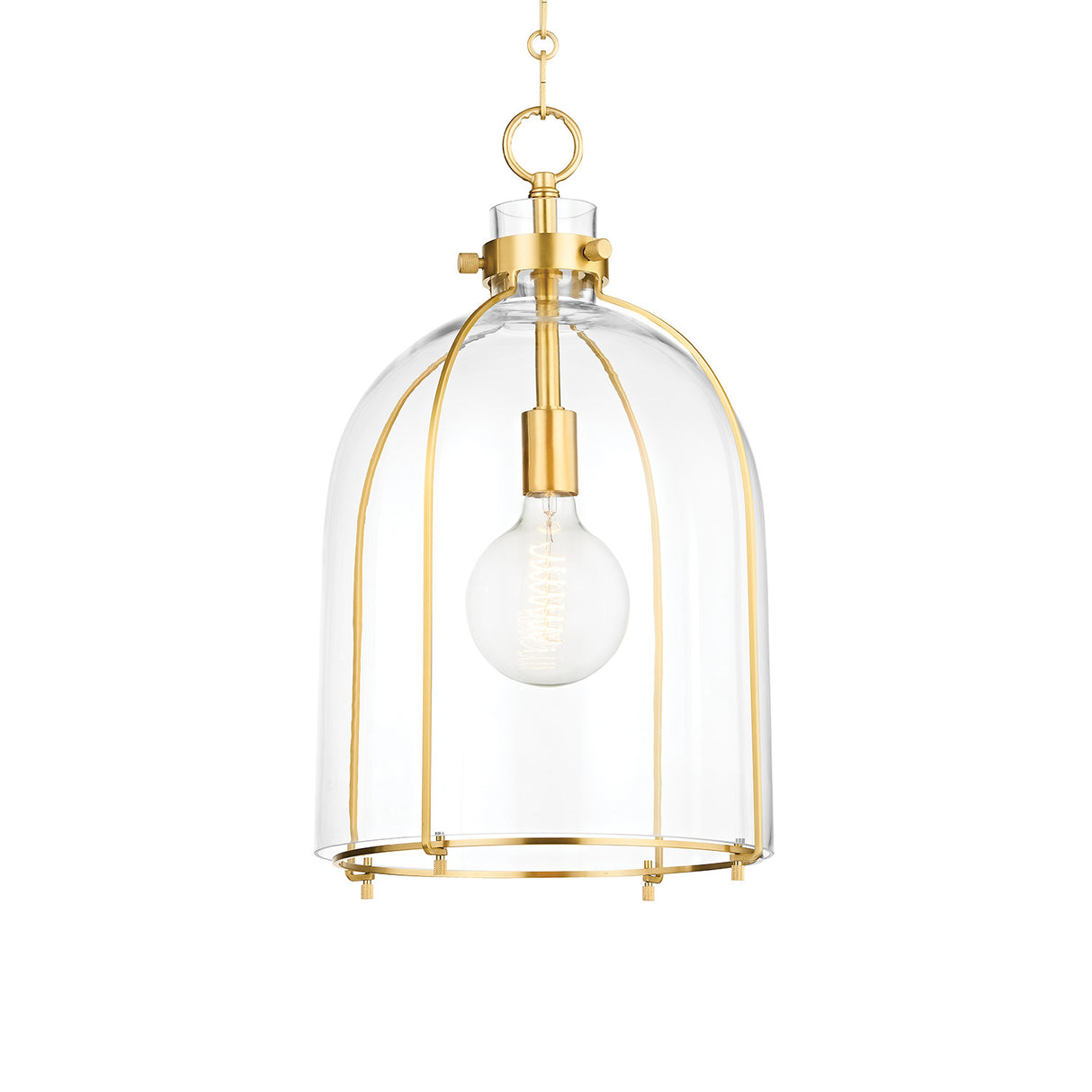 Lana Pendant 16", Aged Brass and Clear Glass