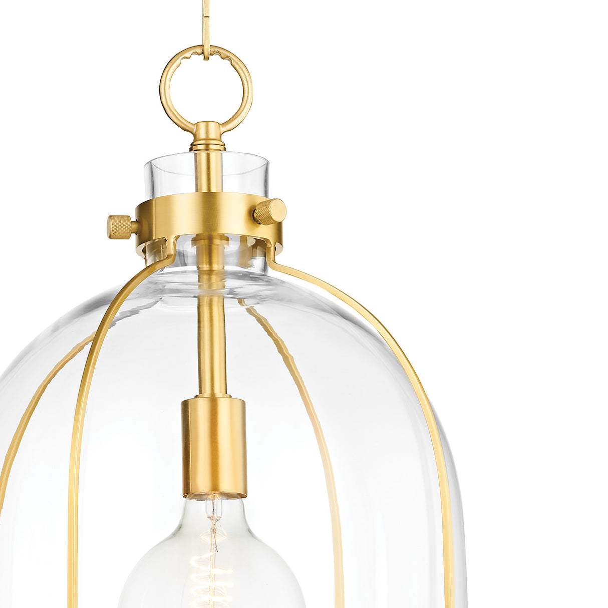 Lana Pendant 16", Aged Brass and Clear Glass