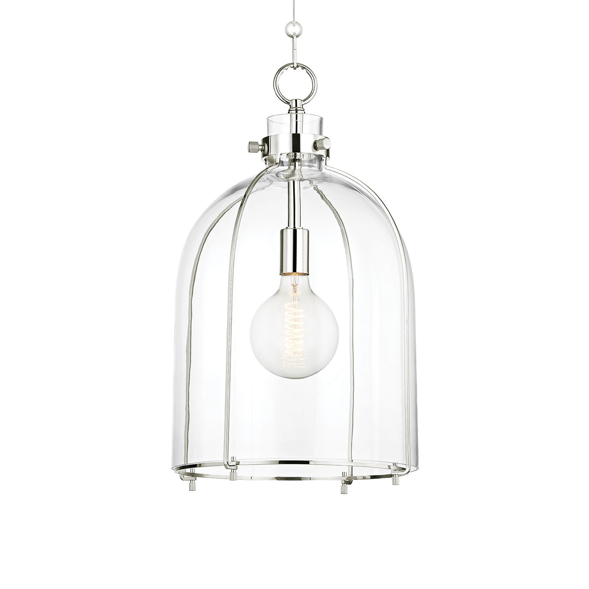 Lana Pendant 16", Polished Nickel and Clear Glass