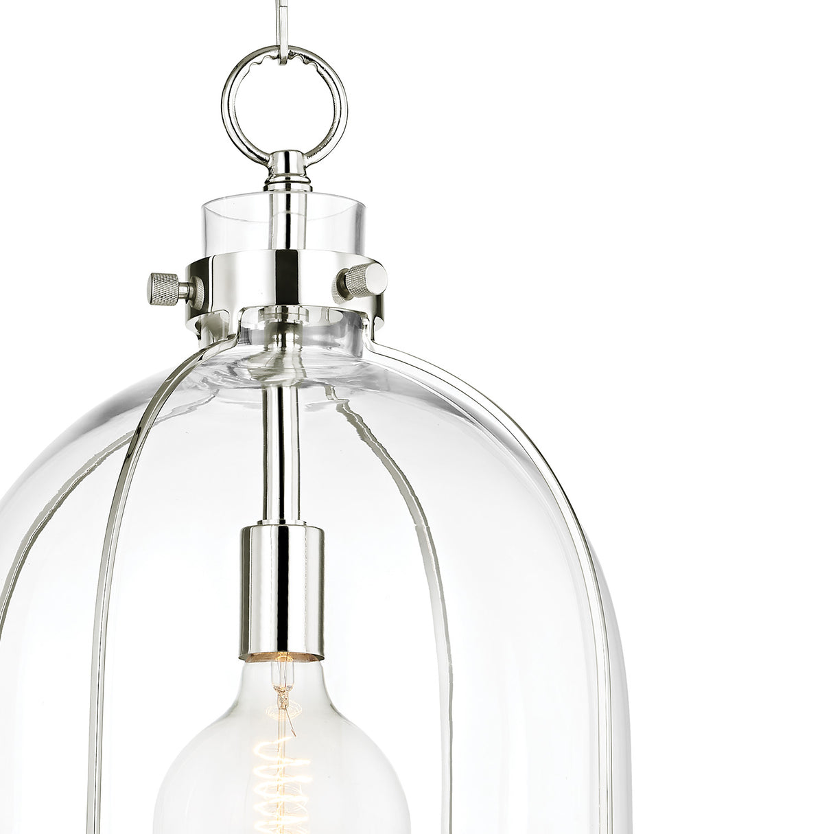 Lana Pendant 16", Polished Nickel and Clear Glass