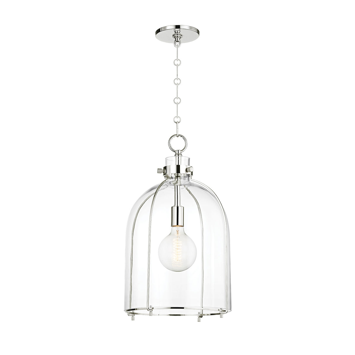 Lana Pendant 16", Polished Nickel and Clear Glass