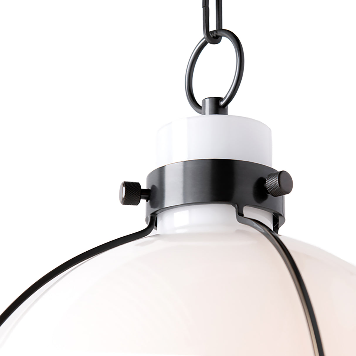 Lana Pendant 14", Old Bronze and Opal Glass