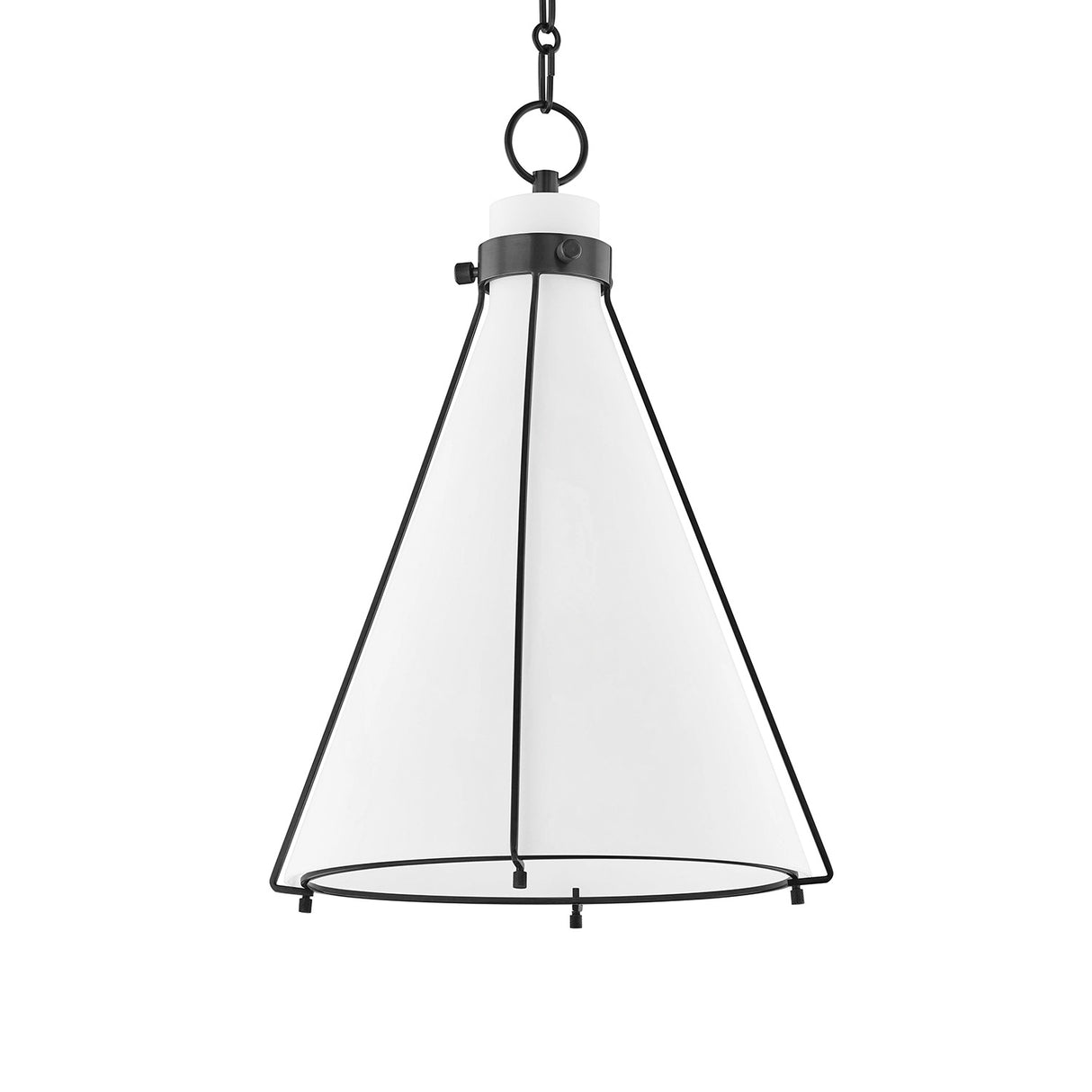 Leo Pendant 16", Old Bronze and Opal Glass