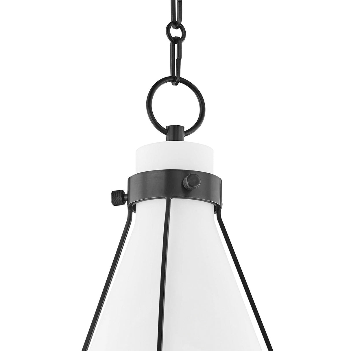 Leo Pendant 16", Old Bronze and Opal Glass