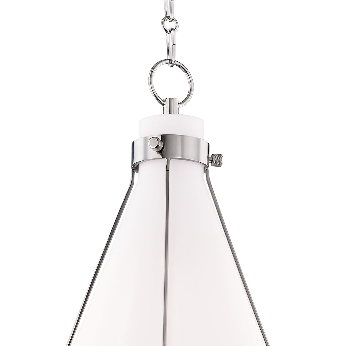 Leo Pendant 16", Polished Nickel and Opal Glass