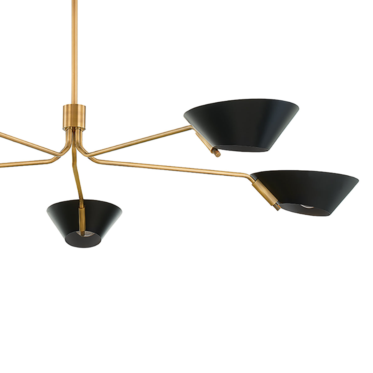 York 5 Light Chandelier 63", Patina Brass and Soft Black
