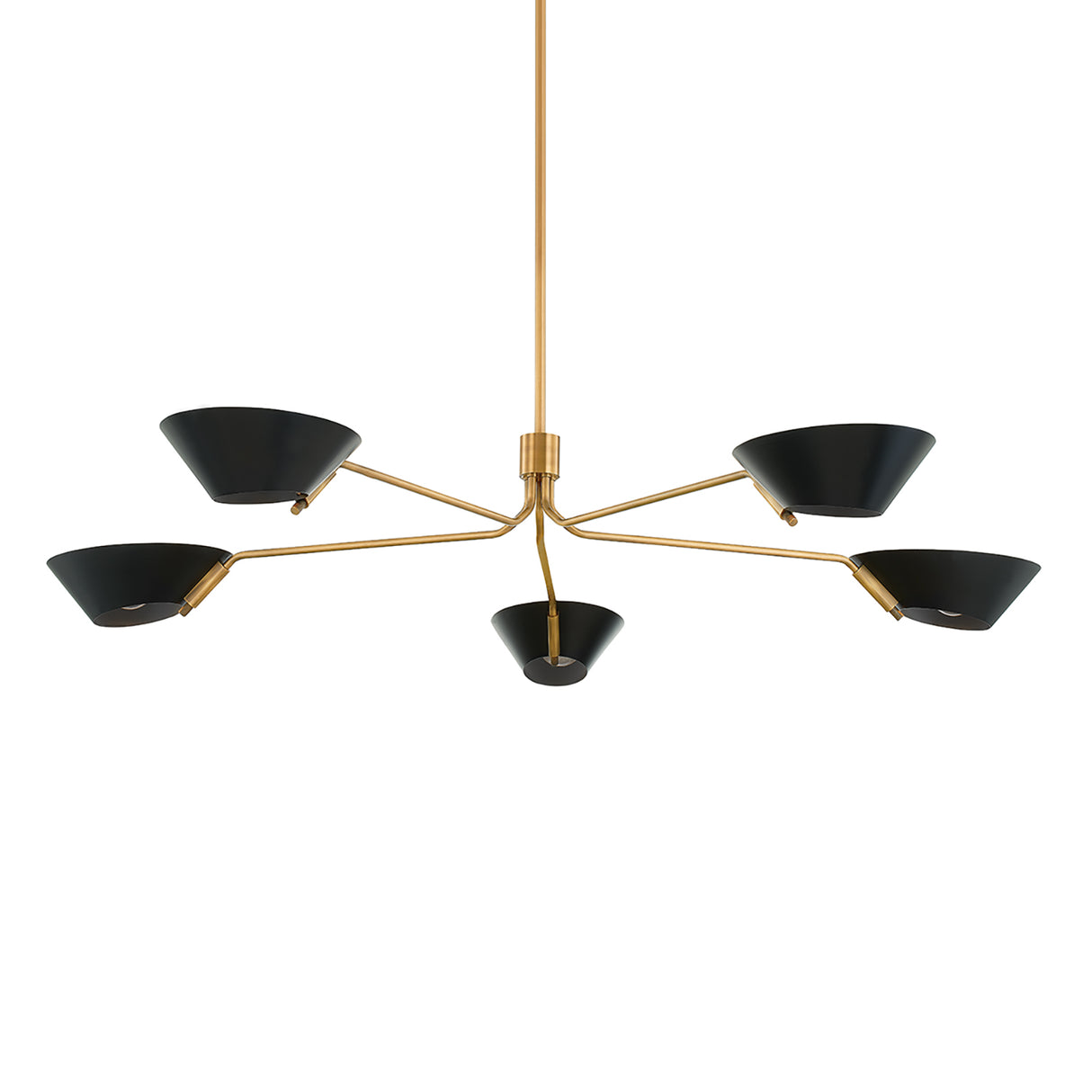 York 5 Light Chandelier 63", Patina Brass and Soft Black