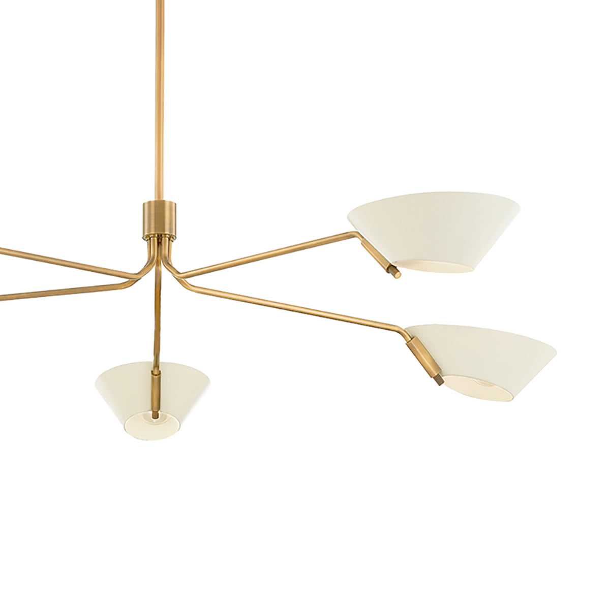York 5 Light Chandelier 63", Patina Brass and Soft Sand