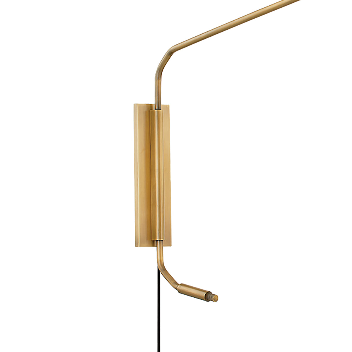 York Plug-in Wall Sconce, Patina Brass with Soft Black