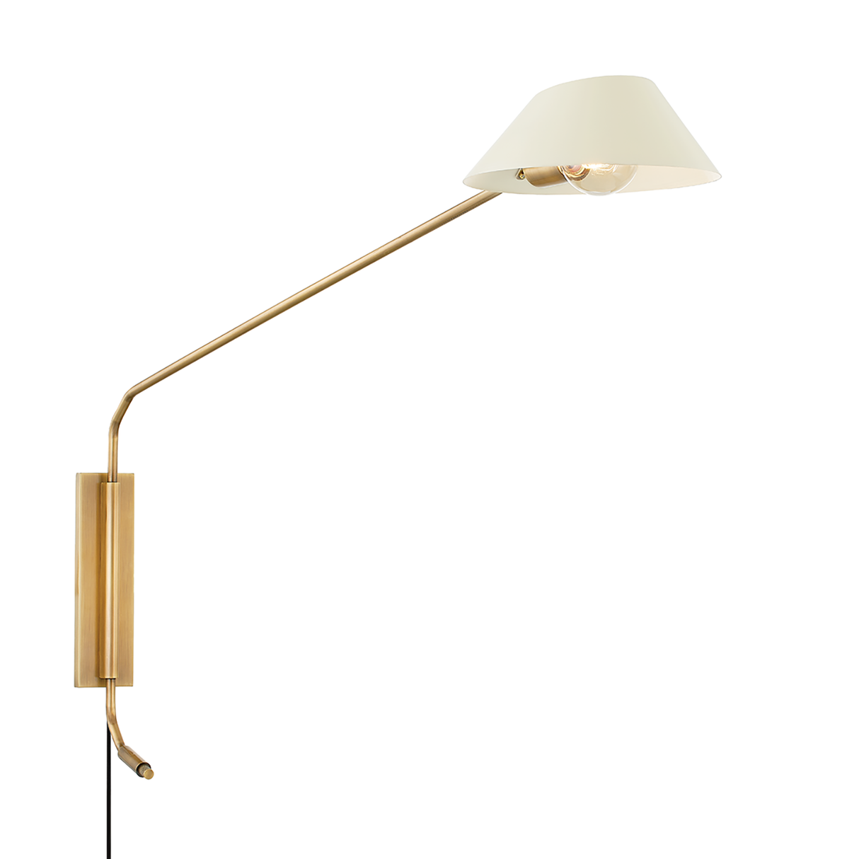 York Plug-in Wall Sconce, Patina Brass with Soft Sand