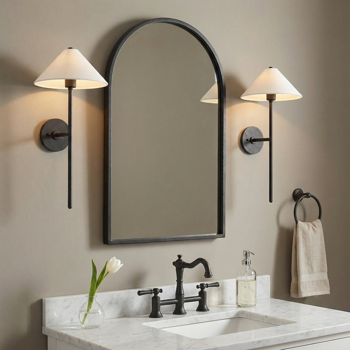 Scarlett Wall Sconce 26" for Transitional home with Gray walls