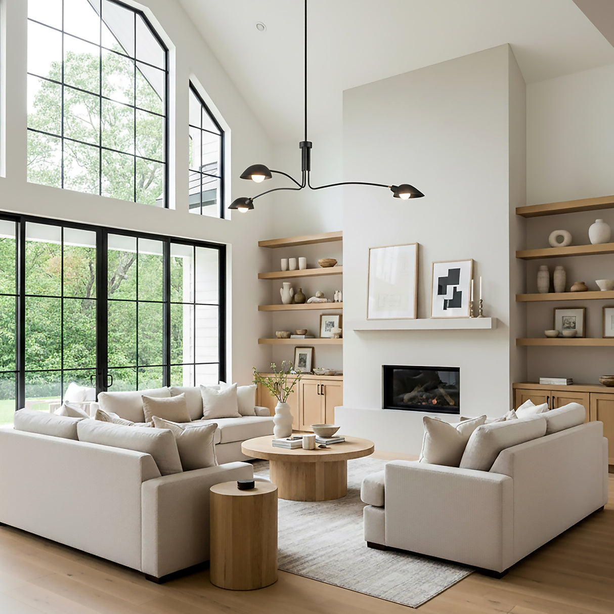 Royce 3 Light Chandelier 67" for Modern Farmhouse home with White walls