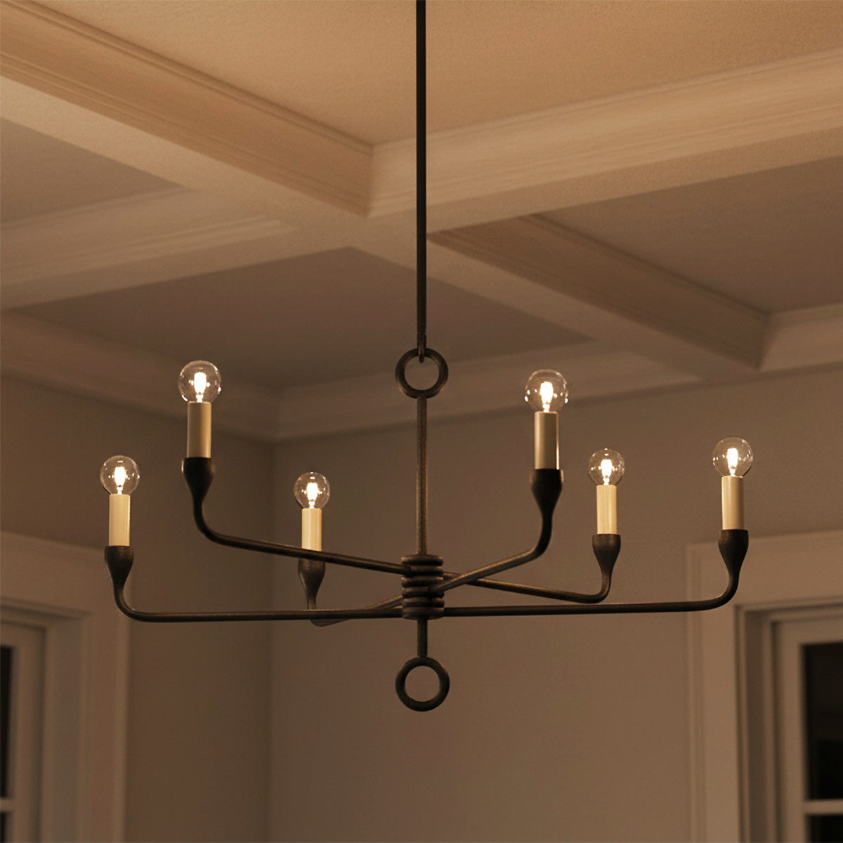 Adalyn 6 Light Chandelier 31" for Transitional home with Warm Beige Walls
