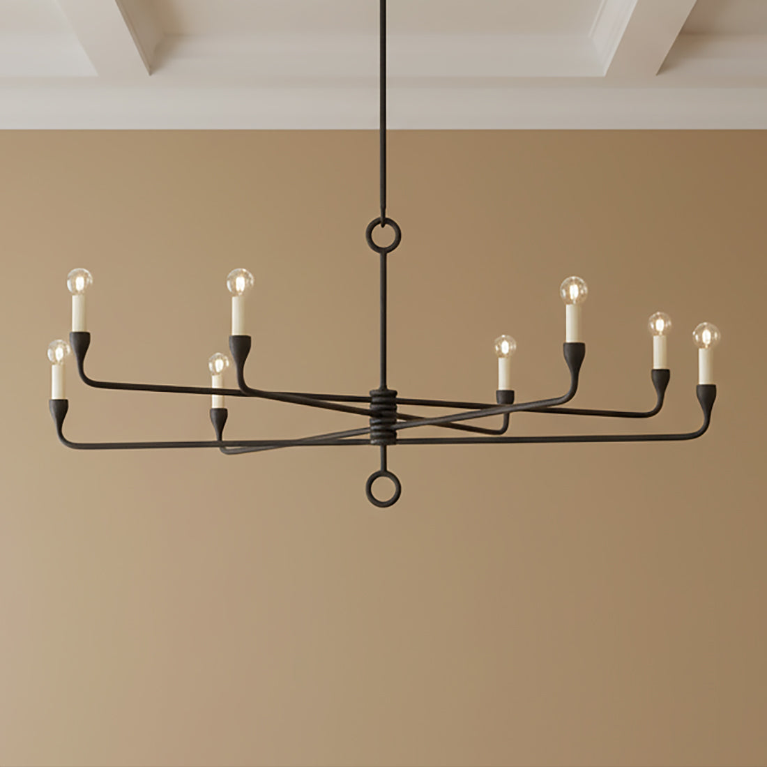 Adalyn 8 Light Chandelier 41", Antique Iron for Modern home with Beige Walls