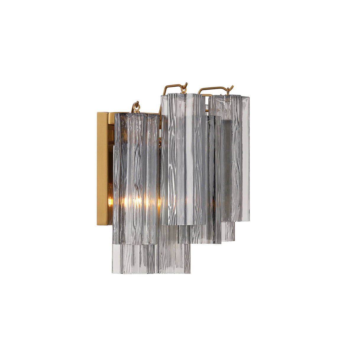 Grace Wall Sconce 12", Brass with Smoke Glass