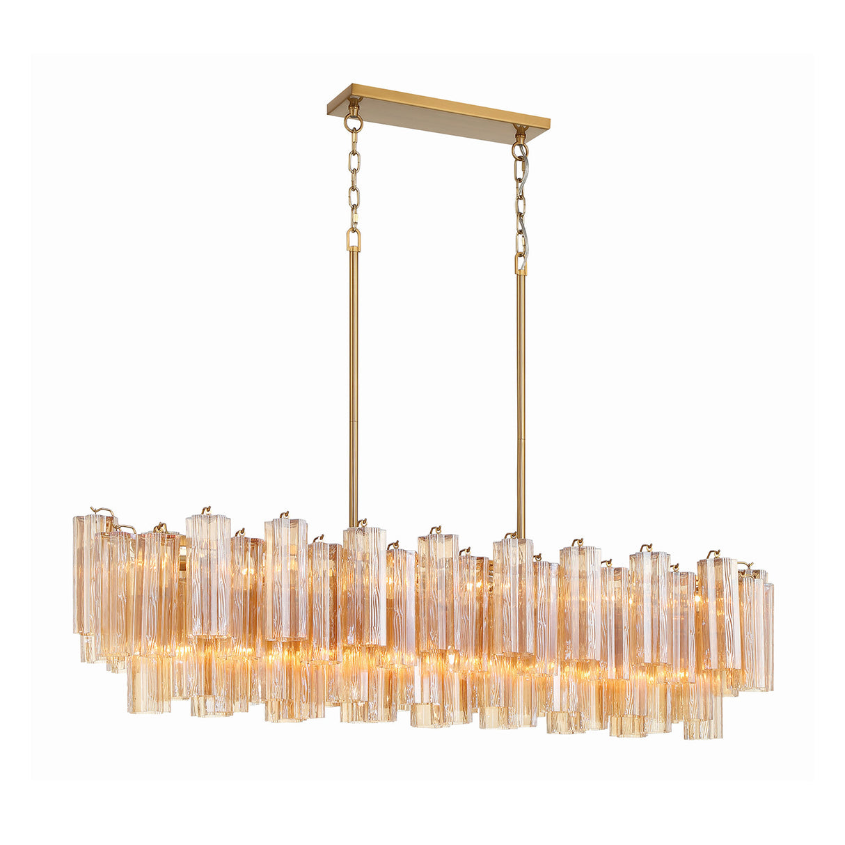 Grace Linear Chandelier 52", Brass with Topaz Glass