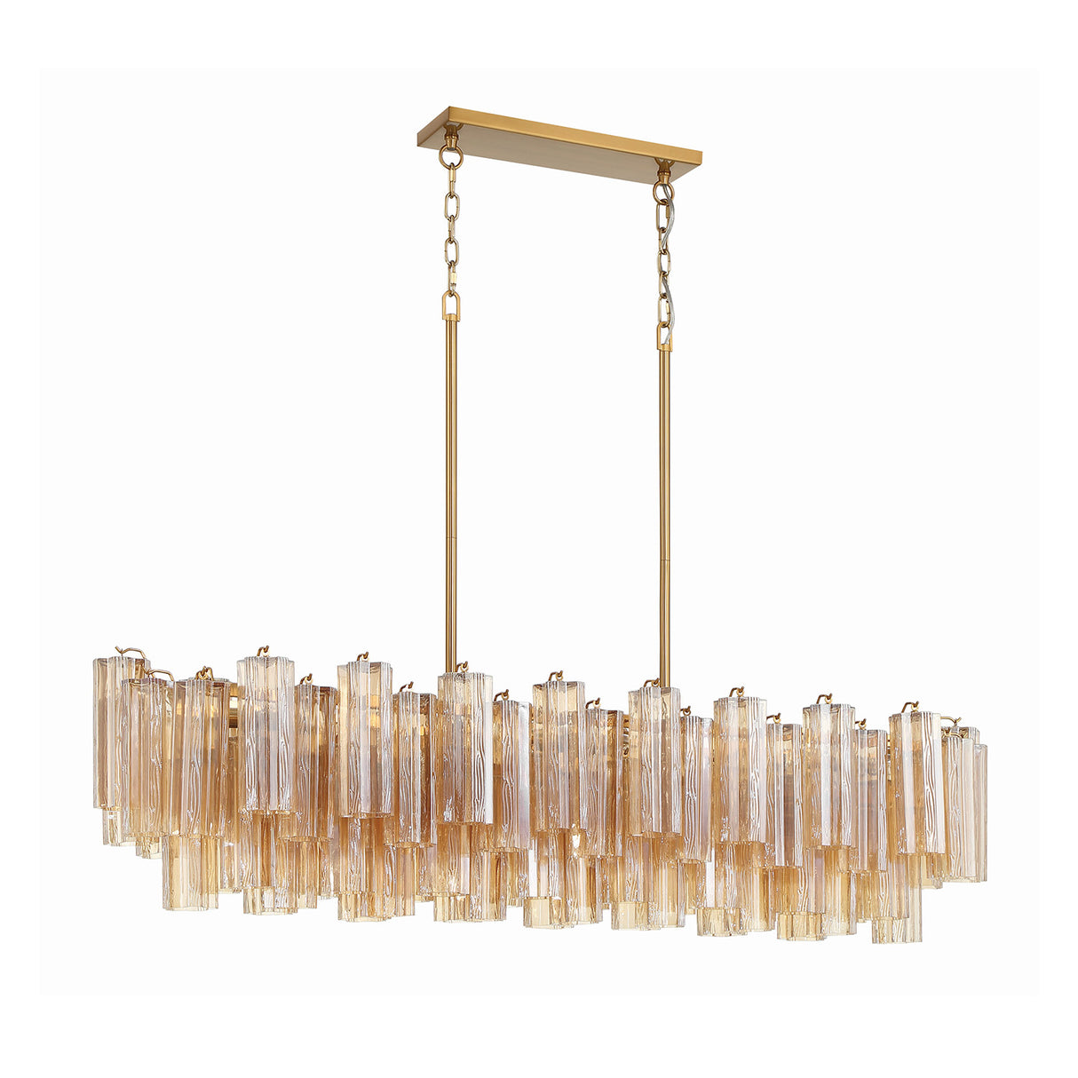 Grace Linear Chandelier 52", Brass with Topaz Glass