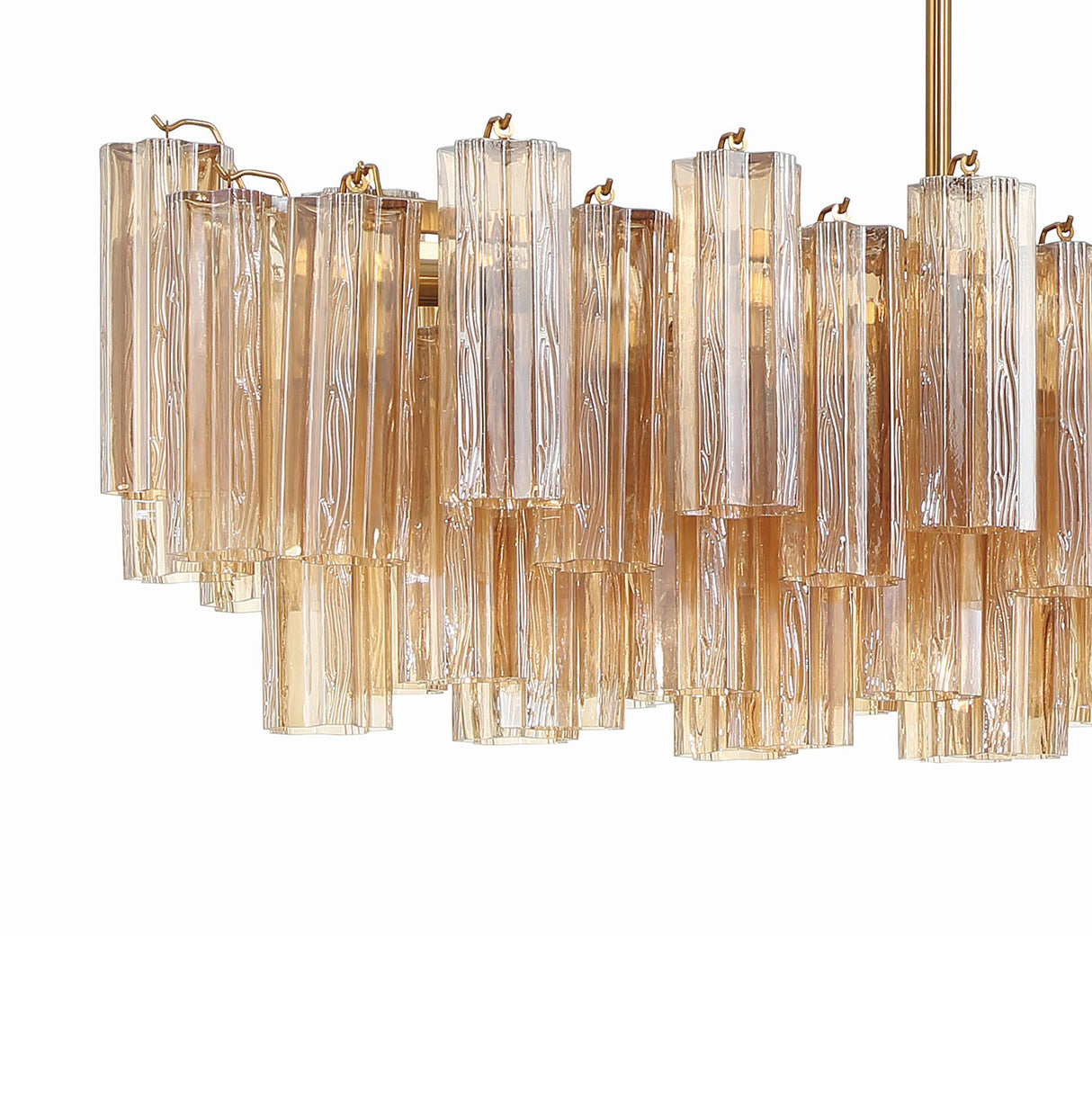 Grace Linear Chandelier 52", Brass with Topaz Glass