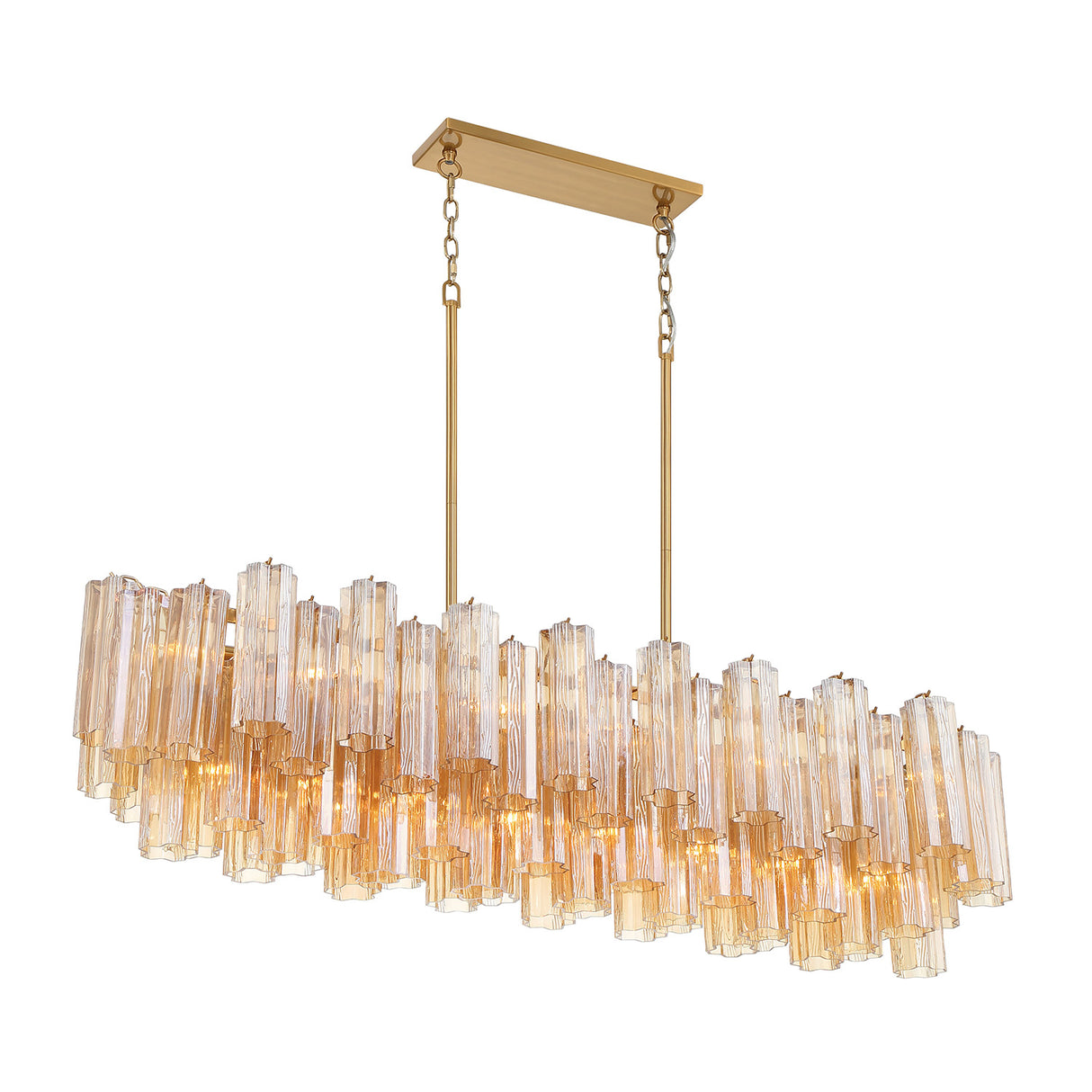 Grace Linear Chandelier 52", Brass with Topaz Glass