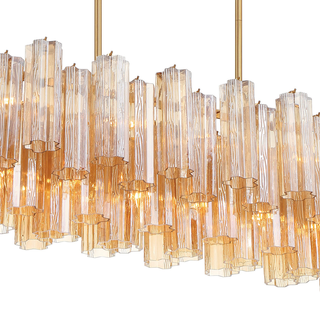 Grace Linear Chandelier 52", Brass with Topaz Glass