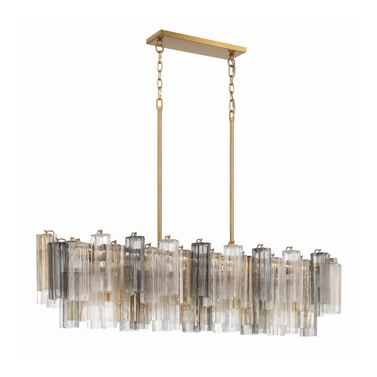Grace Linear Chandelier 52", Brass with Gilded Fog Glass