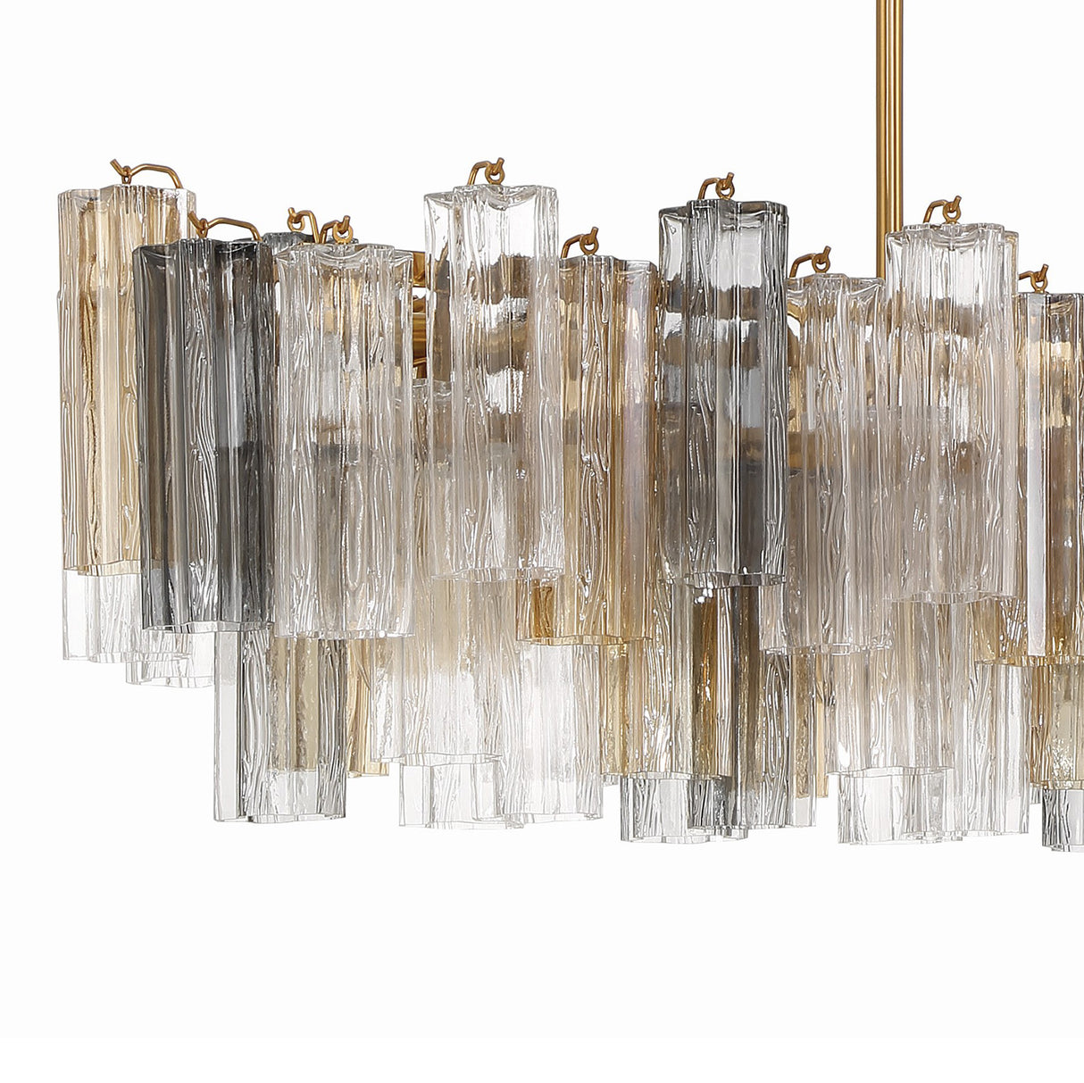 Grace Linear Chandelier 52", Brass with Gilded Fog Glass