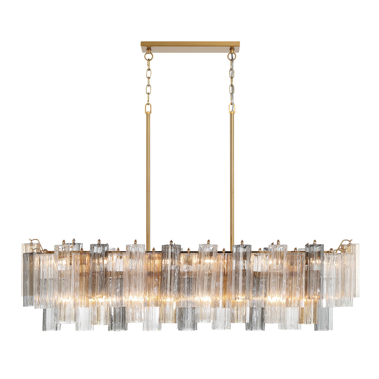 Grace Linear Chandelier 52", Brass with Gilded Fog Glass