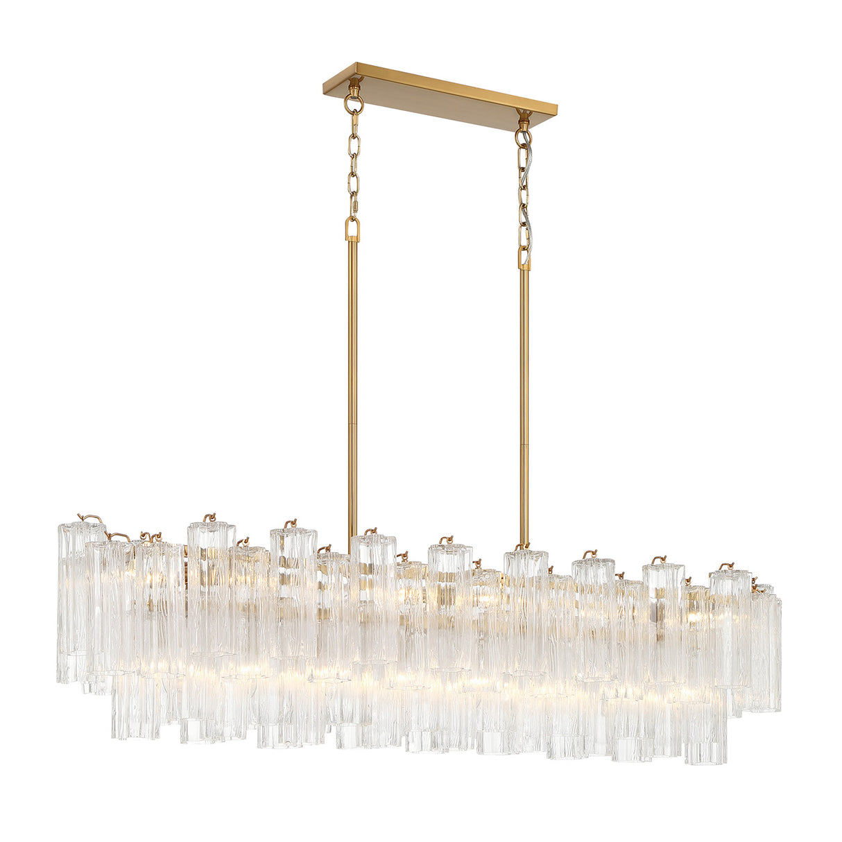 Grace Linear Chandelier 52", Brass with Clear Glass