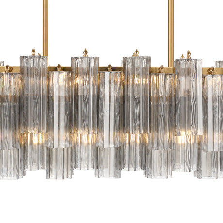 Grace Linear Chandelier 52", Brass with Smoke Glass