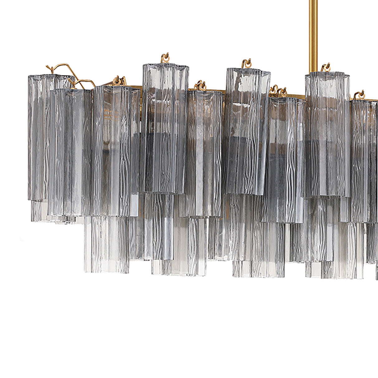 Grace Linear Chandelier 52", Brass with Smoke Glass