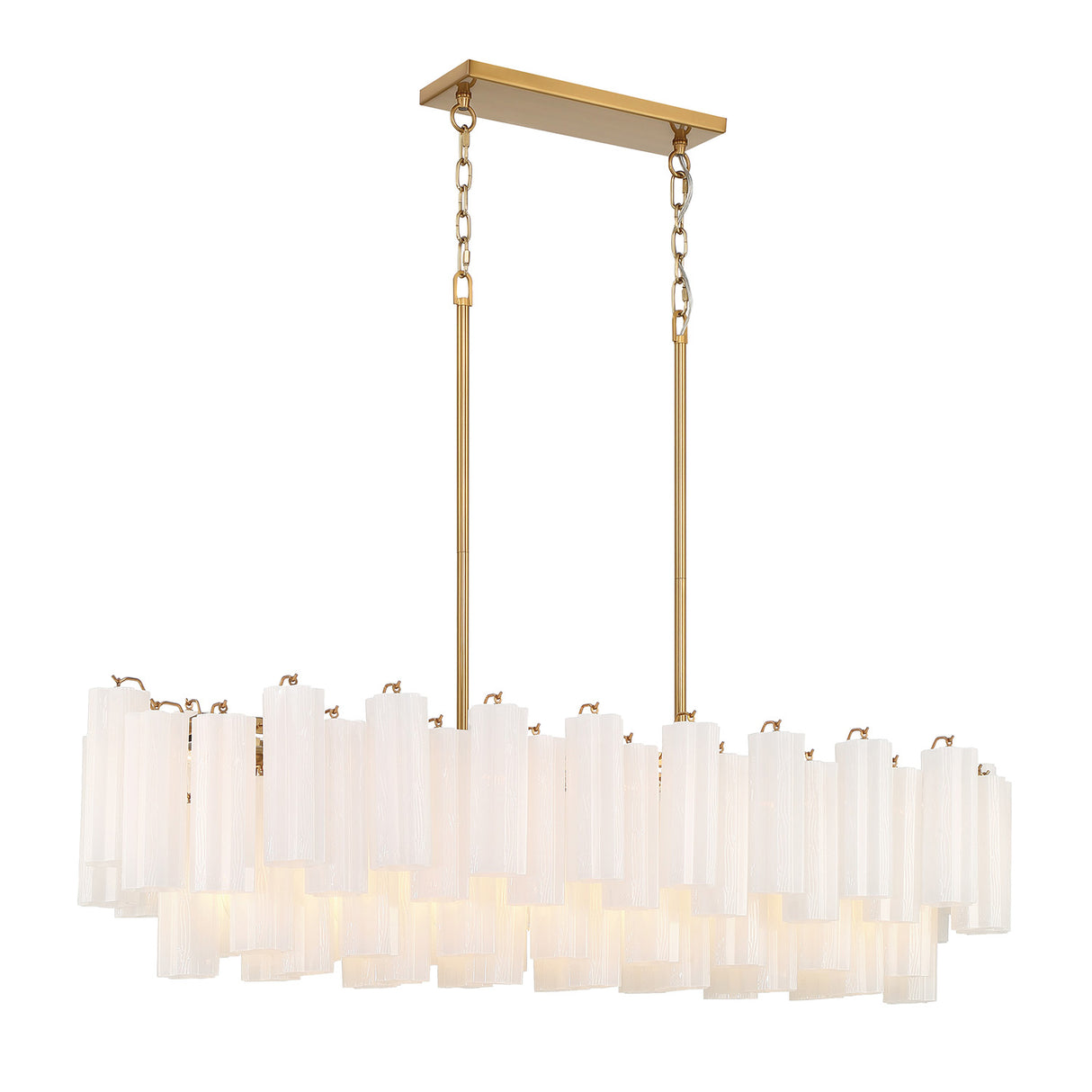Grace Linear Chandelier 52", Brass with White Glass