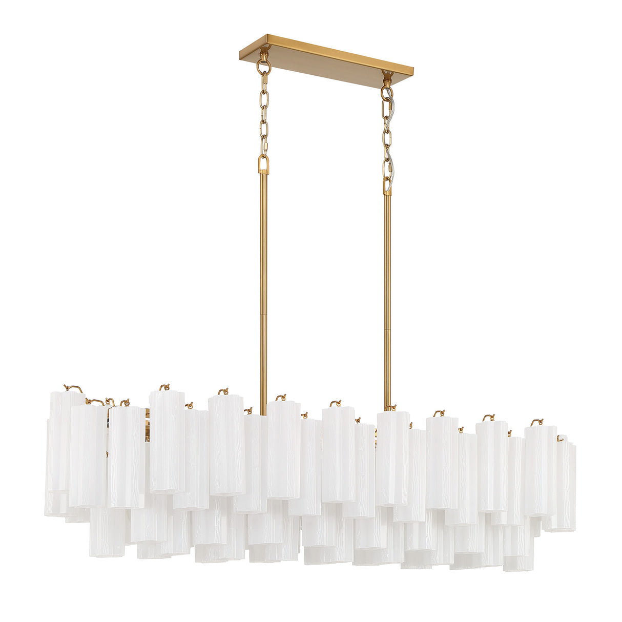 Grace Linear Chandelier 52", Brass with White Glass