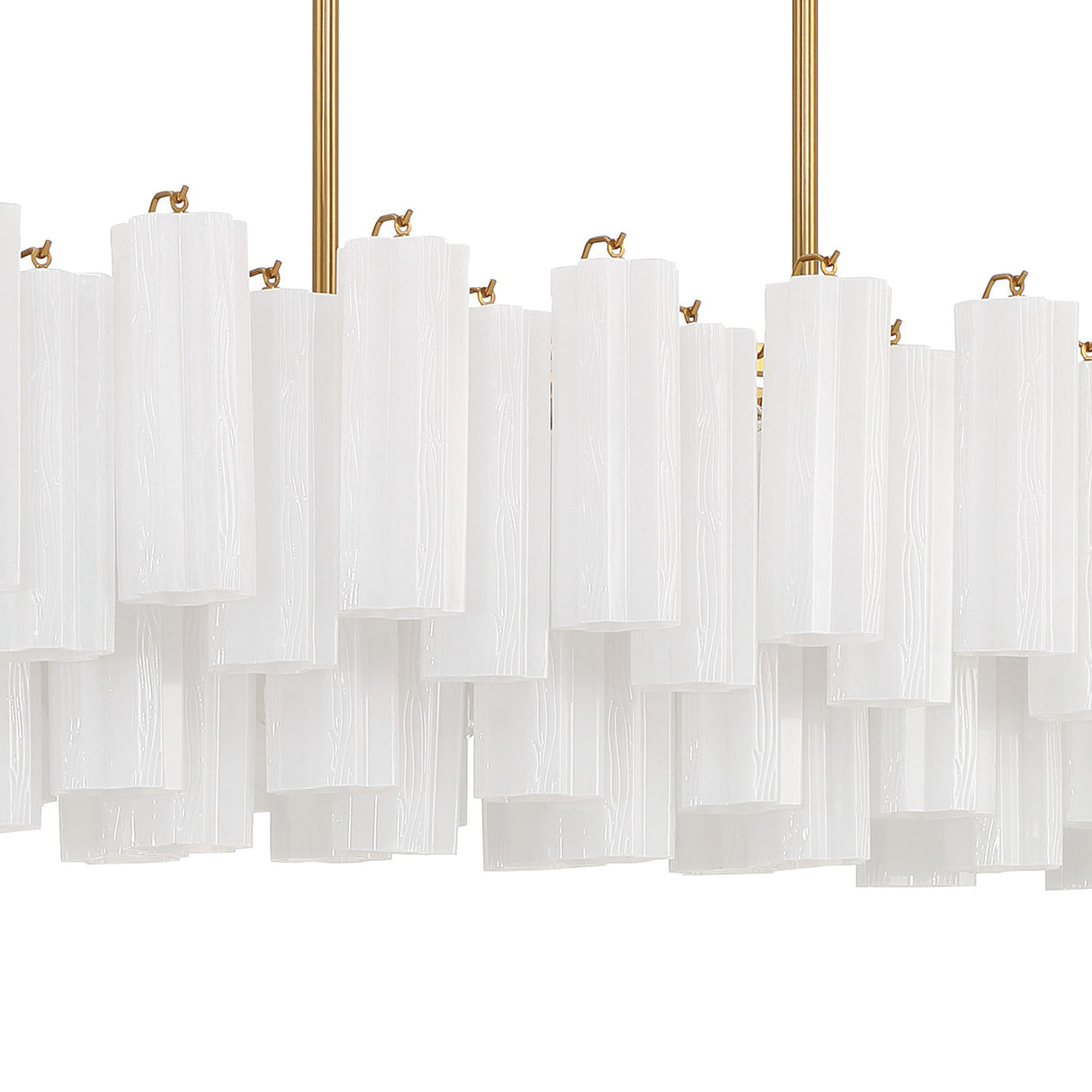 Grace Linear Chandelier 52", Brass with White Glass