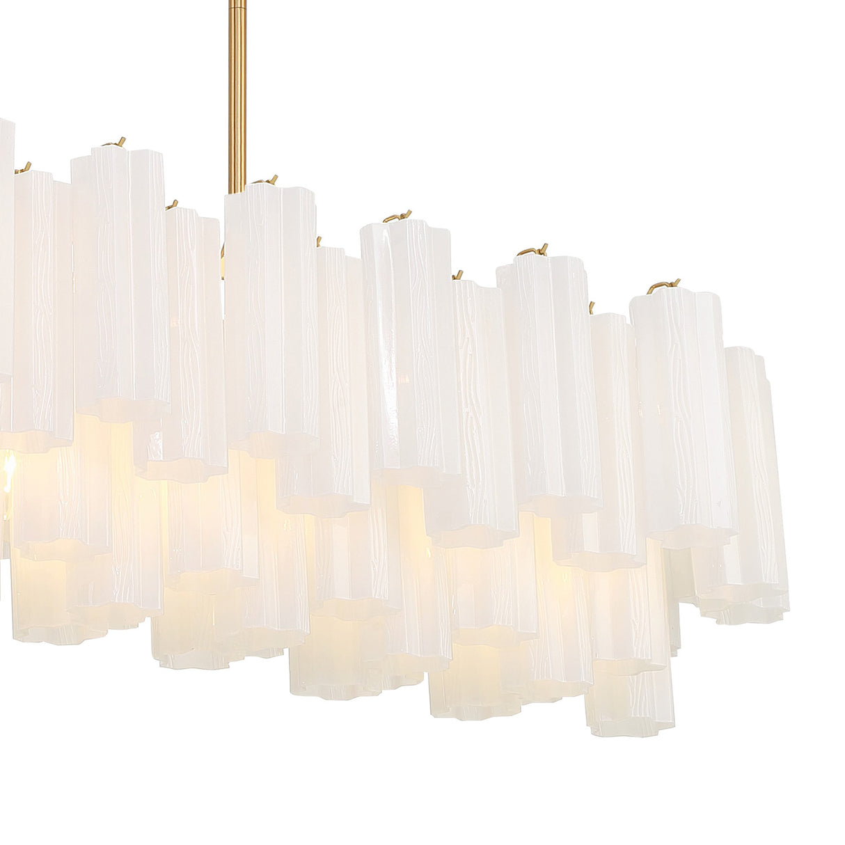 Grace Linear Chandelier 52", Brass with White Glass