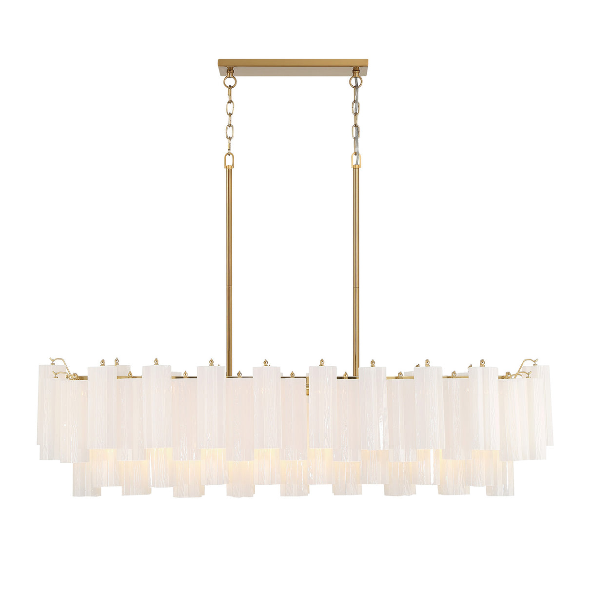 Grace Linear Chandelier 52", Brass with White Glass